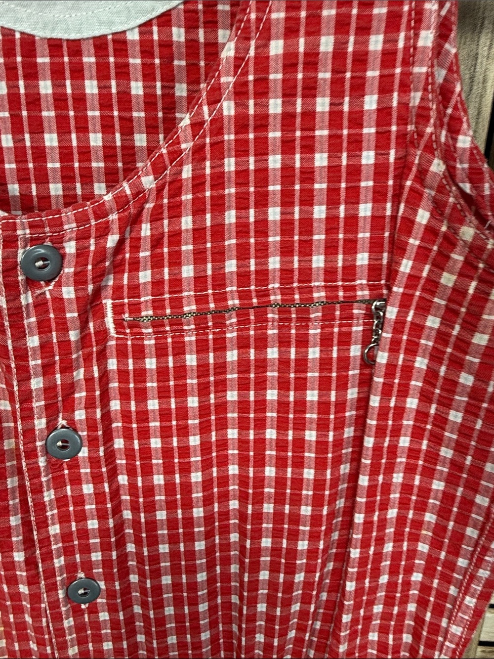 LizWear Ruby Gingham Seersucker Plaid Sleeveless Jumpsuit Vintage Circa 1980's 4 - Picture 5 of 14